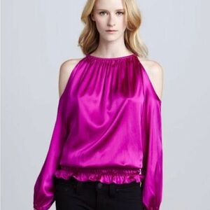 Ramy Brook cold ahoulder pink blouse